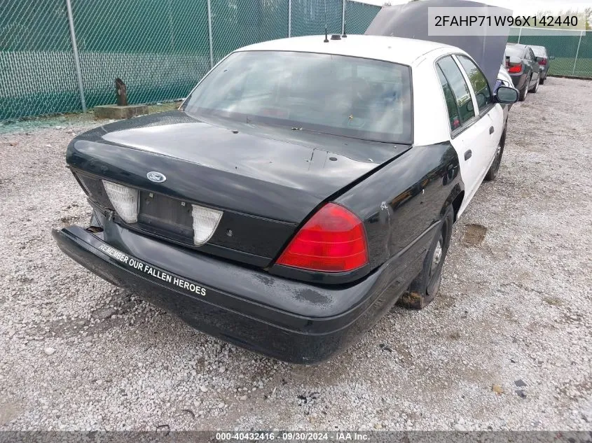 2006 Ford Crown Victoria Police/Police Interceptor VIN: 2FAHP71W96X142440 Lot: 40432416