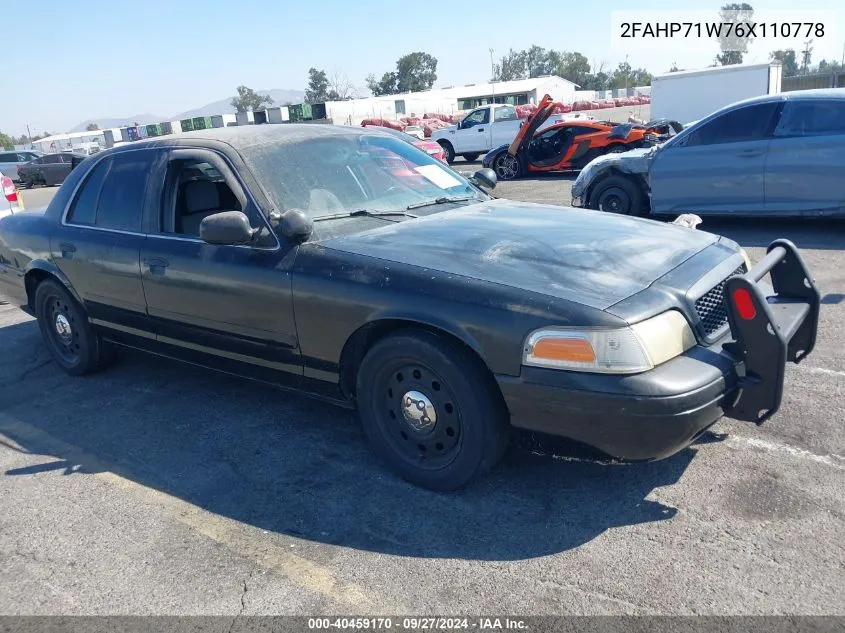 2006 Ford Crown Victoria Police/Police Interceptor VIN: 2FAHP71W76X110778 Lot: 40459170