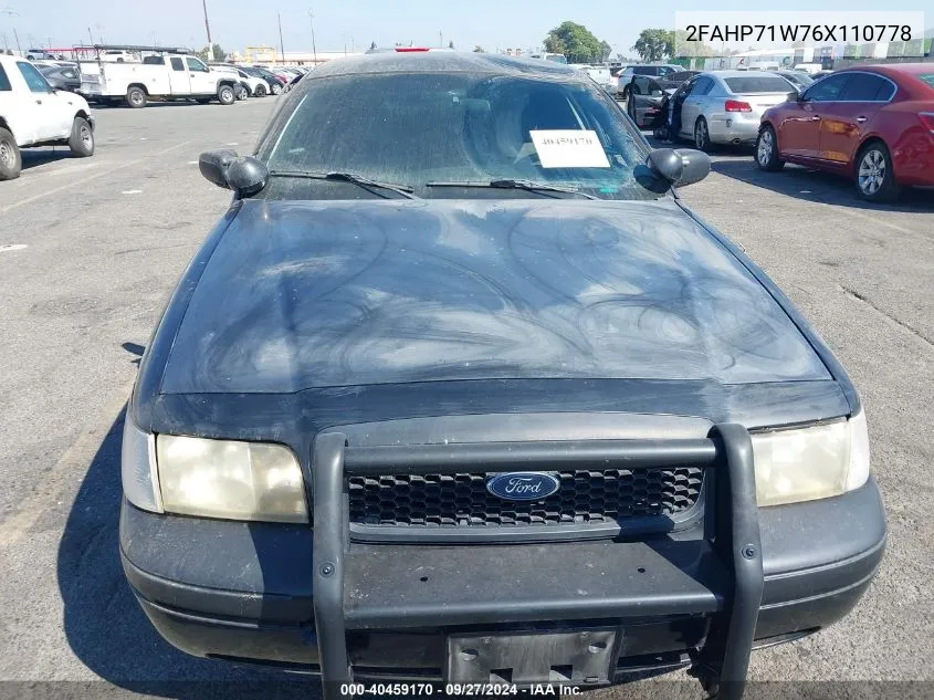 2006 Ford Crown Victoria Police/Police Interceptor VIN: 2FAHP71W76X110778 Lot: 40459170