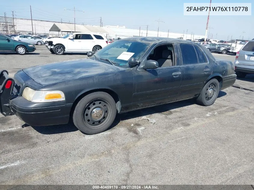 2006 Ford Crown Victoria Police/Police Interceptor VIN: 2FAHP71W76X110778 Lot: 40459170