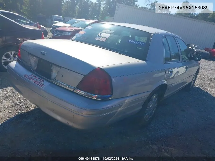 2006 Ford Crown Victoria Lx/Lx Sport VIN: 2FAFP74V96X153089 Lot: 40461876