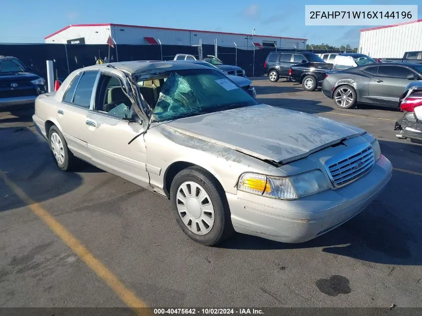 2006 Ford Crown Victoria Police/Police Interceptor VIN: 2FAHP71W16X144196 Lot: 40475642