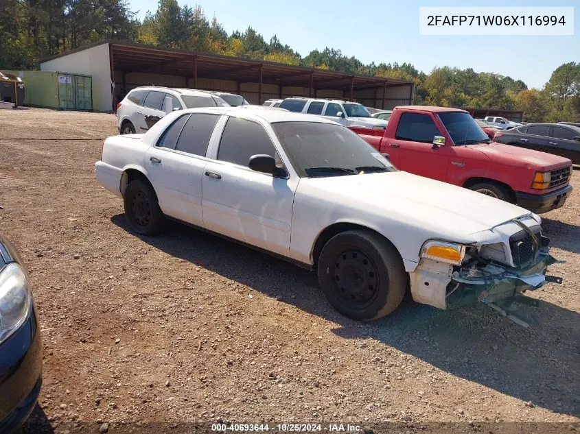 2006 Ford Crown Victoria Police/Police Interceptor VIN: 2FAFP71W06X116994 Lot: 40693644