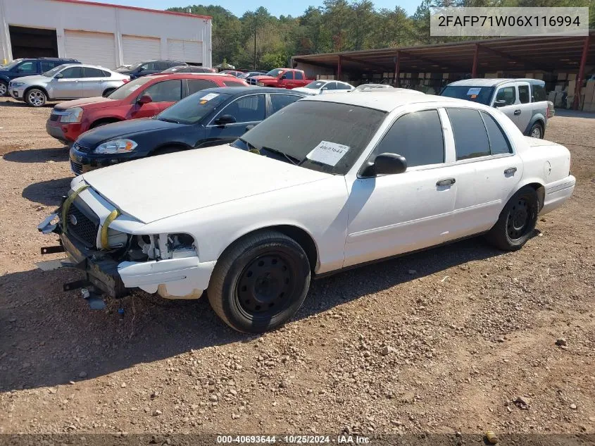 2006 Ford Crown Victoria Police/Police Interceptor VIN: 2FAFP71W06X116994 Lot: 40693644