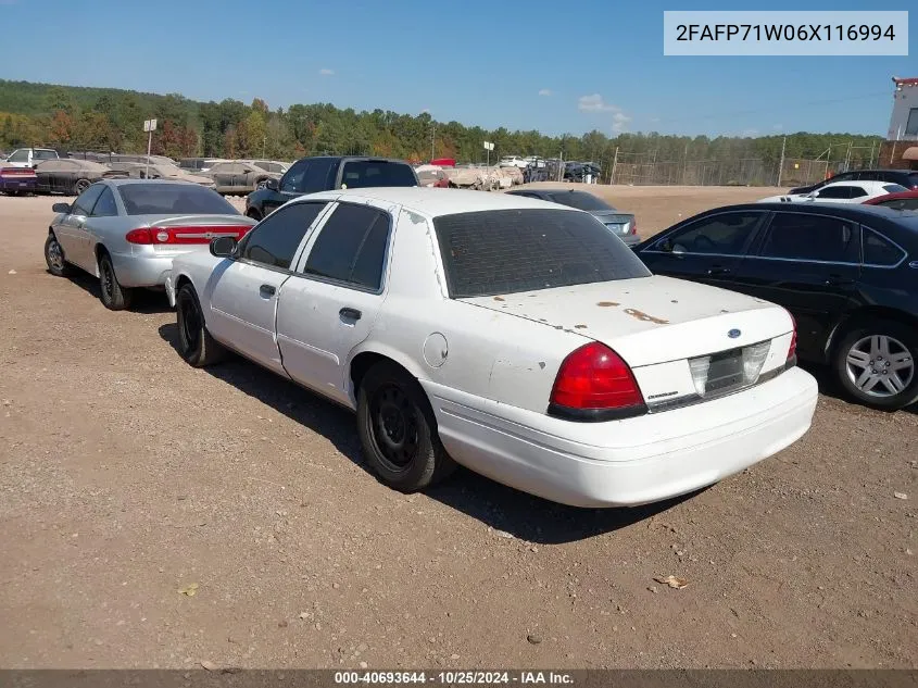 2006 Ford Crown Victoria Police/Police Interceptor VIN: 2FAFP71W06X116994 Lot: 40693644