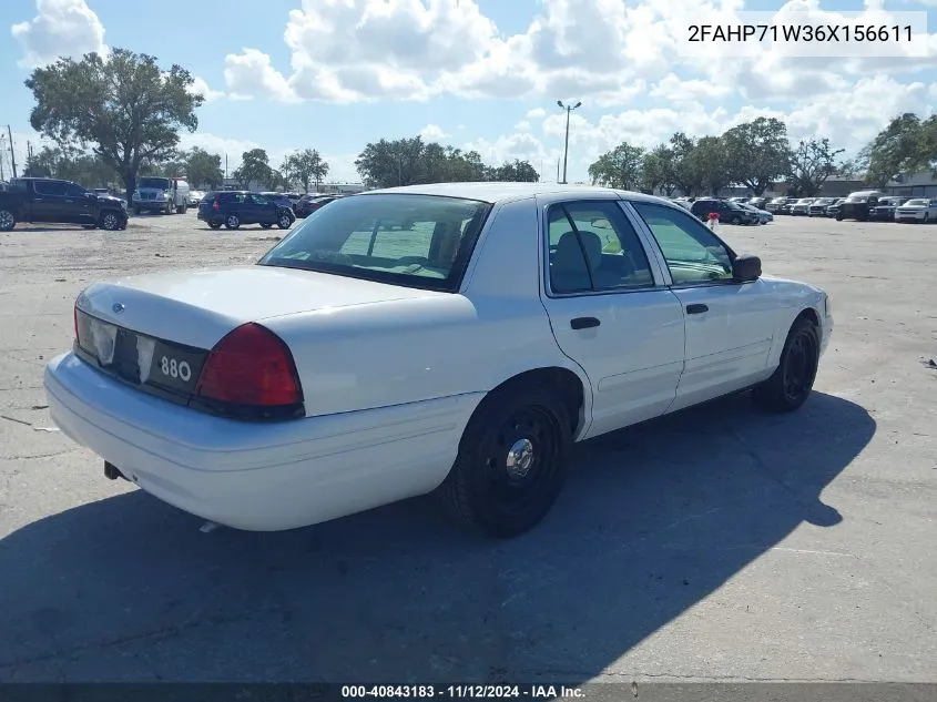 2006 Ford Crown Victoria Police/Police Interceptor VIN: 2FAHP71W36X156611 Lot: 40843183