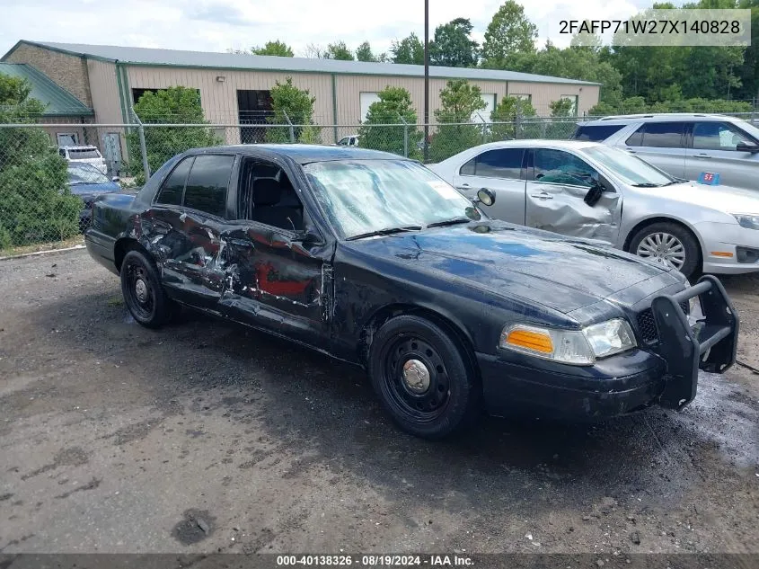 2007 Ford Crown Victoria Police/Police Interceptor VIN: 2FAFP71W27X140828 Lot: 40138326