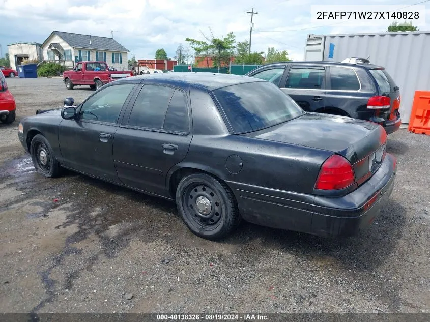 2007 Ford Crown Victoria Police/Police Interceptor VIN: 2FAFP71W27X140828 Lot: 40138326