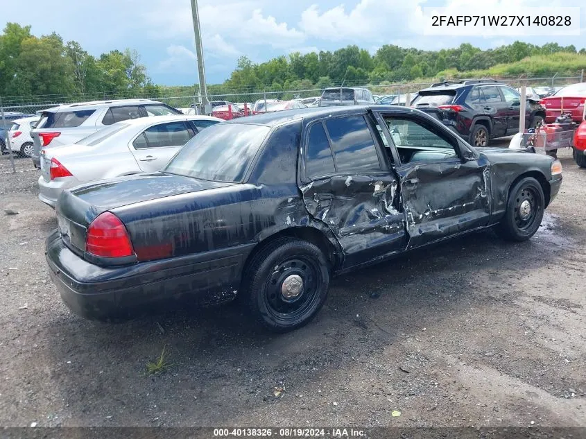 2007 Ford Crown Victoria Police/Police Interceptor VIN: 2FAFP71W27X140828 Lot: 40138326