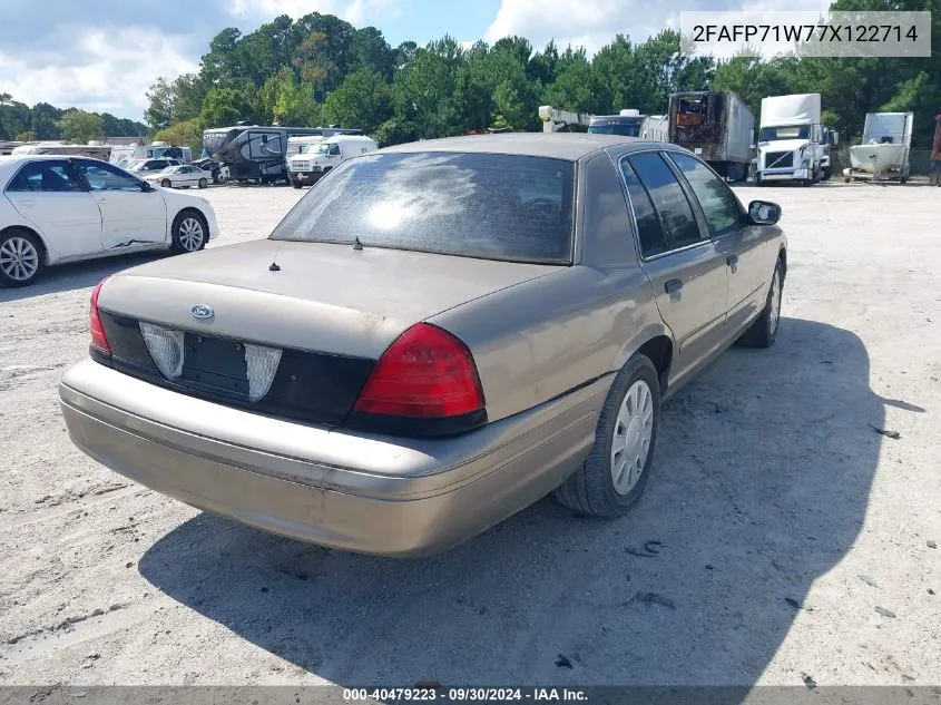 2007 Ford Crown Victoria Police/Police Interceptor VIN: 2FAFP71W77X122714 Lot: 40479223