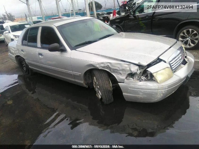 2008 Ford Crown Victoria Lx VIN: 2FAFP74V88X132494 Lot: 39847417