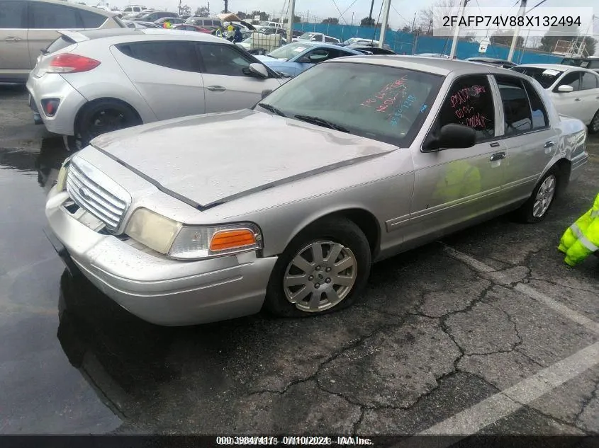 2008 Ford Crown Victoria Lx VIN: 2FAFP74V88X132494 Lot: 39847417