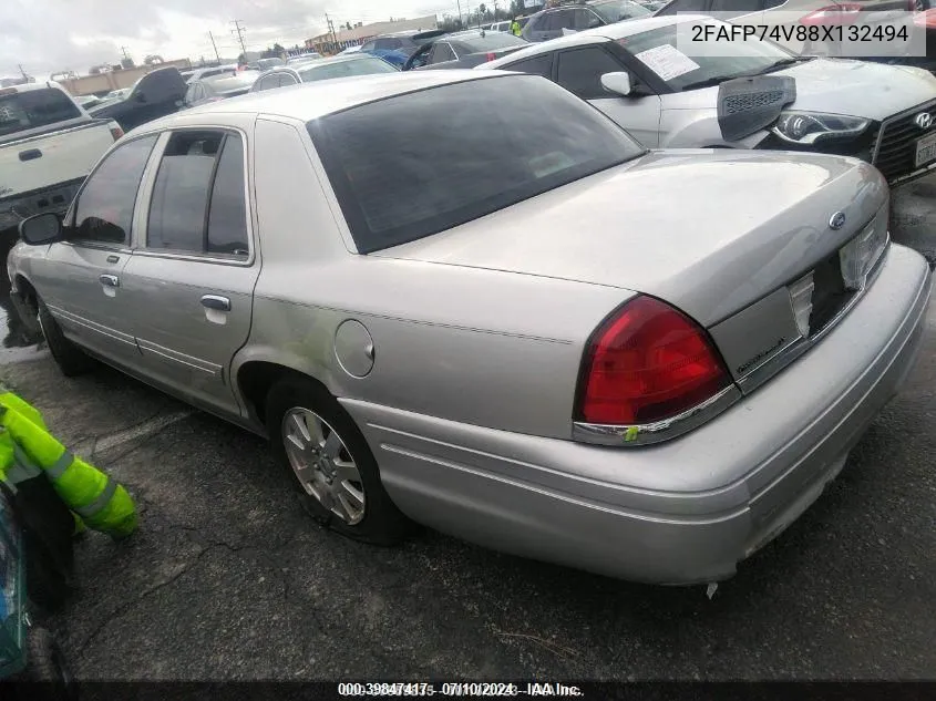 2008 Ford Crown Victoria Lx VIN: 2FAFP74V88X132494 Lot: 39847417