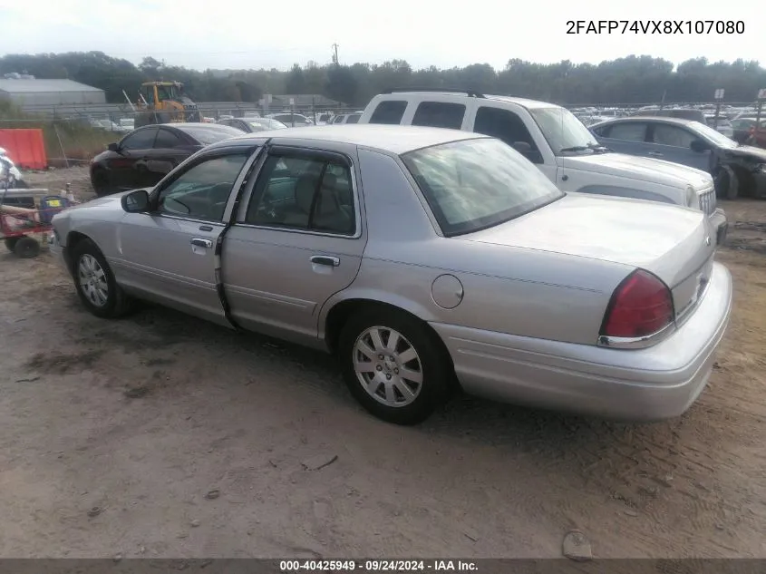 2008 Ford Crown Victoria Lx VIN: 2FAFP74VX8X107080 Lot: 40425949