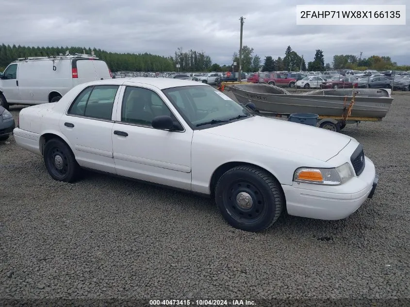 2008 Ford Crown Victoria Police Interceptor VIN: 2FAHP71WX8X166135 Lot: 40473415