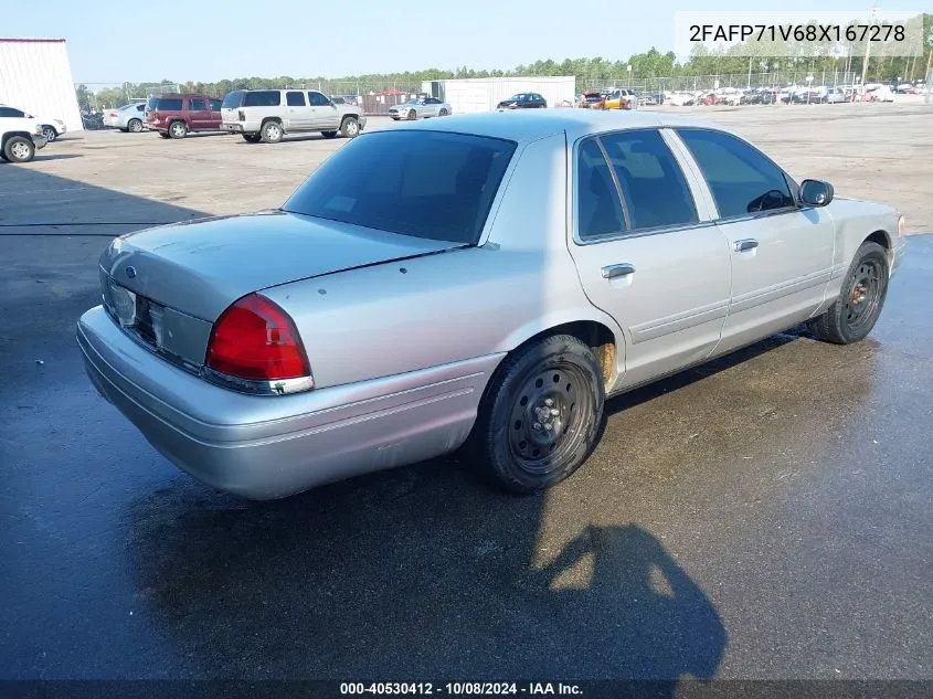 2008 Ford Crown Victoria Police/Police Interceptor VIN: 2FAFP71V68X167278 Lot: 40530412