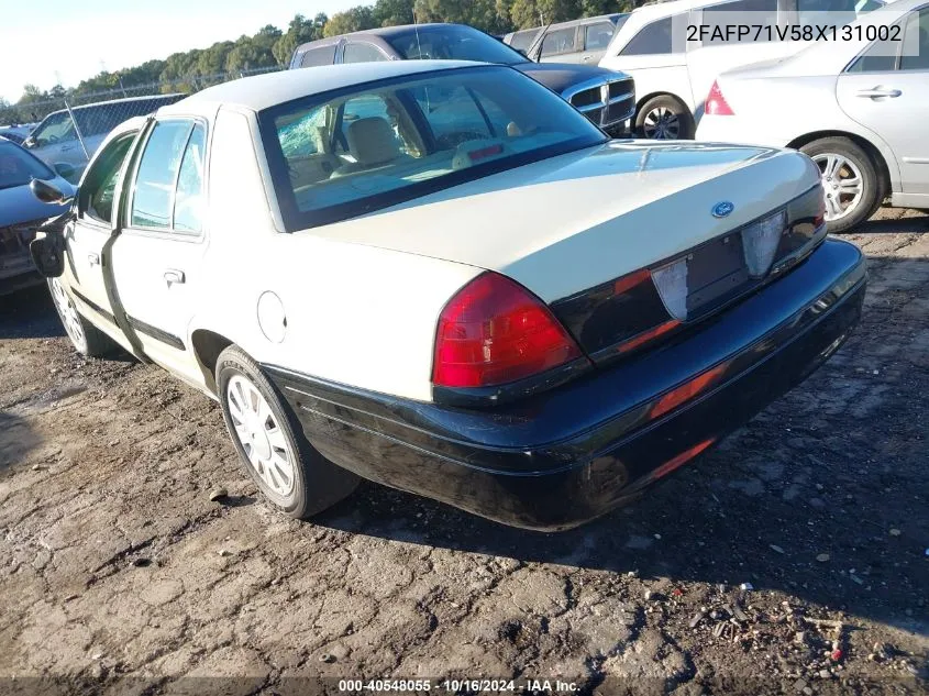 2008 Ford Crown Victoria Police/Police Interceptor VIN: 2FAFP71V58X131002 Lot: 40548055