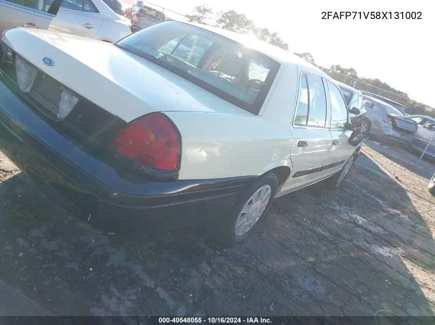 2008 Ford Crown Victoria Police/Police Interceptor VIN: 2FAFP71V58X131002 Lot: 40548055