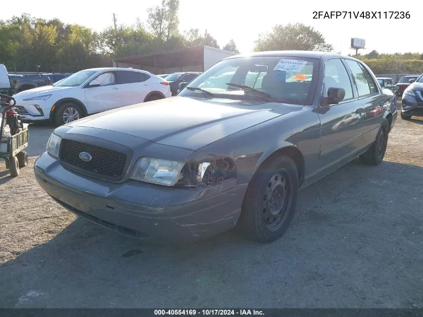 2008 Ford Crown Victoria Police/Police Interceptor VIN: 2FAFP71V48X117236 Lot: 40554169