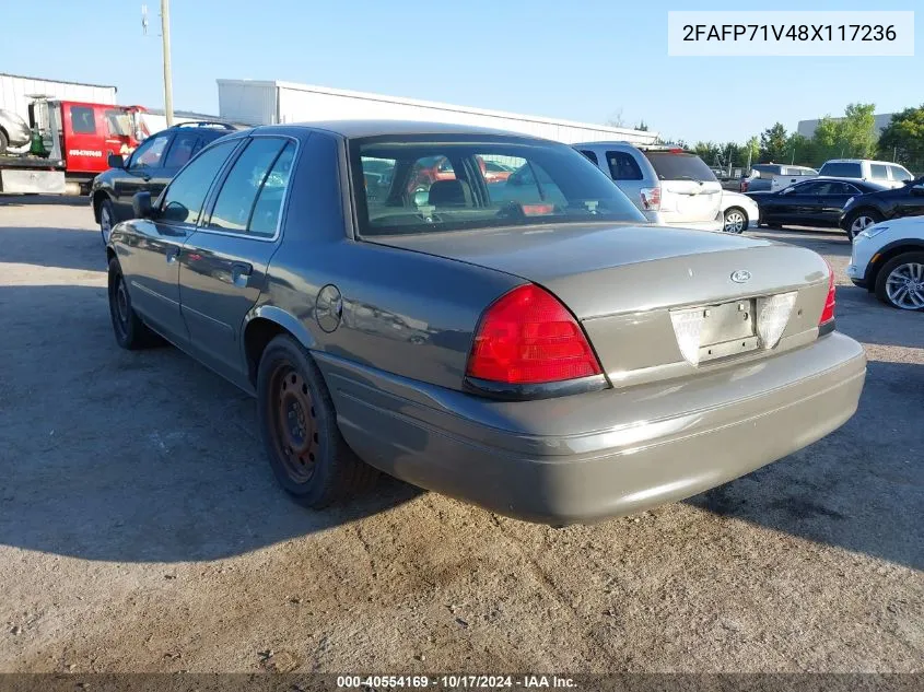 2008 Ford Crown Victoria Police/Police Interceptor VIN: 2FAFP71V48X117236 Lot: 40554169