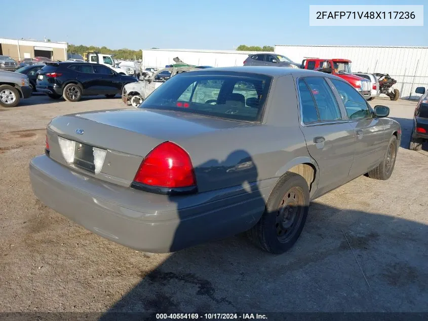 2008 Ford Crown Victoria Police/Police Interceptor VIN: 2FAFP71V48X117236 Lot: 40554169