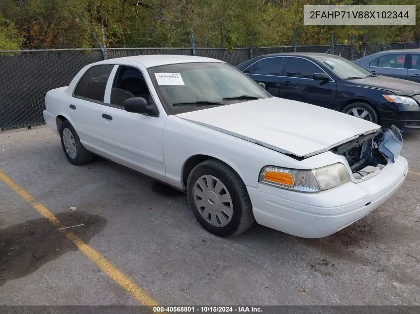 2008 Ford Crown Victoria Police/Police Interceptor VIN: 2FAHP71V88X102344 Lot: 40568801