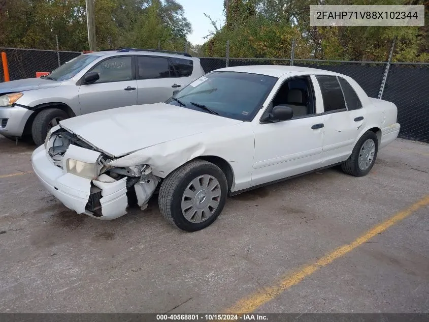 2008 Ford Crown Victoria Police/Police Interceptor VIN: 2FAHP71V88X102344 Lot: 40568801