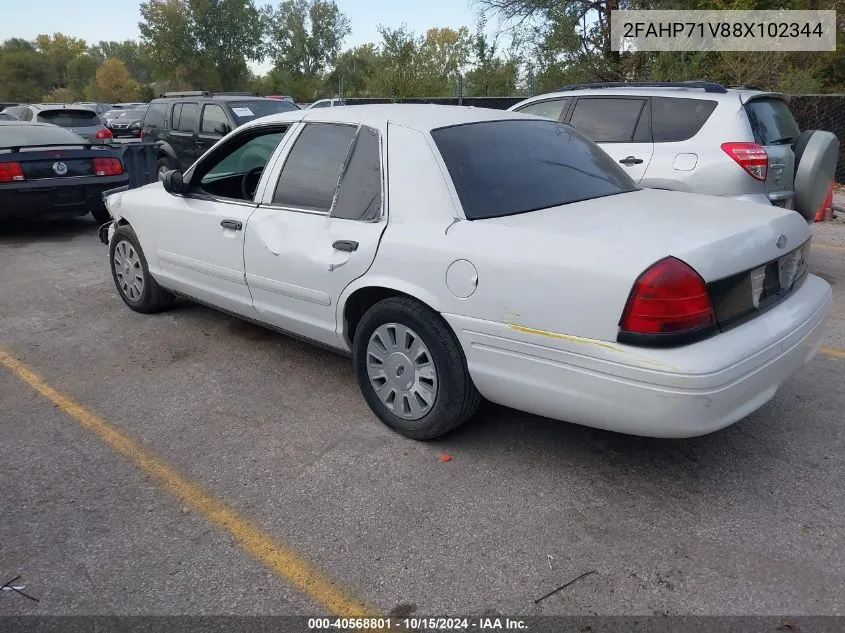 2008 Ford Crown Victoria Police/Police Interceptor VIN: 2FAHP71V88X102344 Lot: 40568801