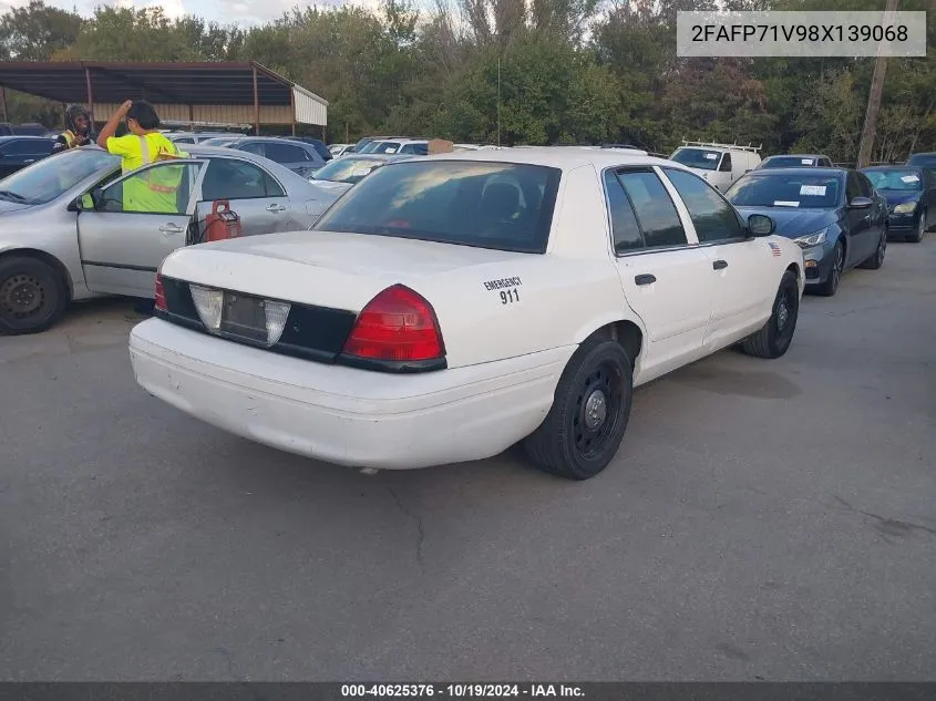 2008 Ford Crown Victoria Police/Police Interceptor VIN: 2FAFP71V98X139068 Lot: 40625376