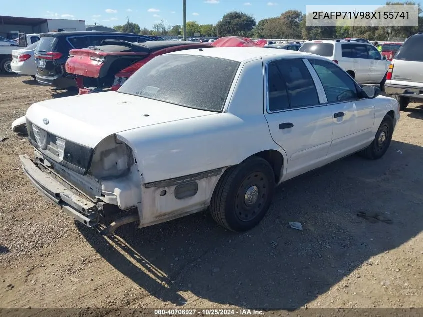 2008 Ford Crown Victoria Police/Police Interceptor VIN: 2FAFP71V98X155741 Lot: 40706927