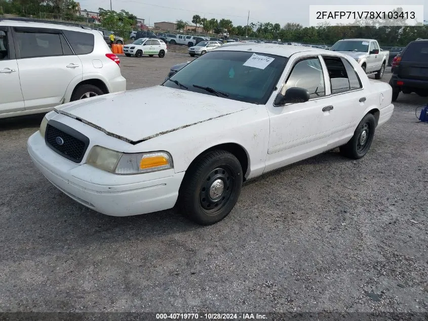 2008 Ford Crown Victoria Police/Police Interceptor VIN: 2FAFP71V78X103413 Lot: 40719770