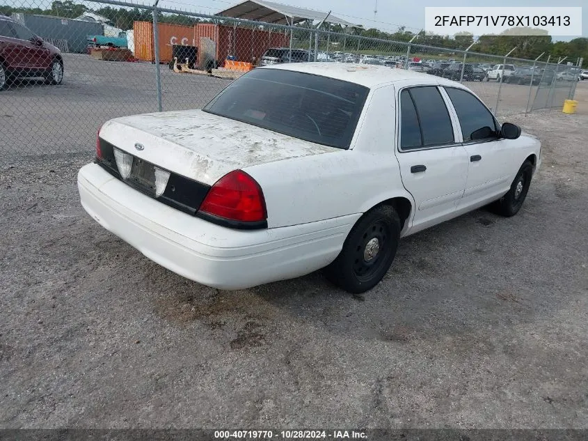 2008 Ford Crown Victoria Police/Police Interceptor VIN: 2FAFP71V78X103413 Lot: 40719770