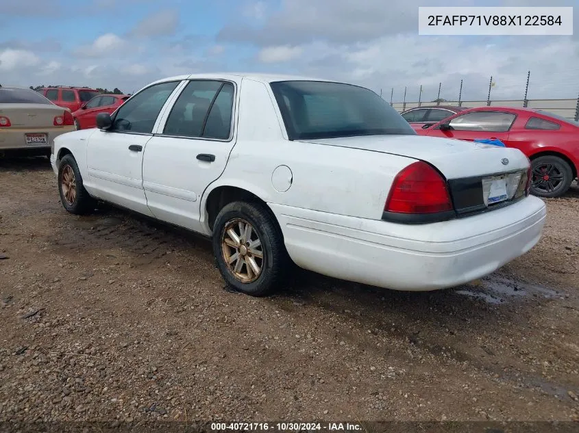 2008 Ford Crown Victoria Police/Police Interceptor VIN: 2FAFP71V88X122584 Lot: 40721716