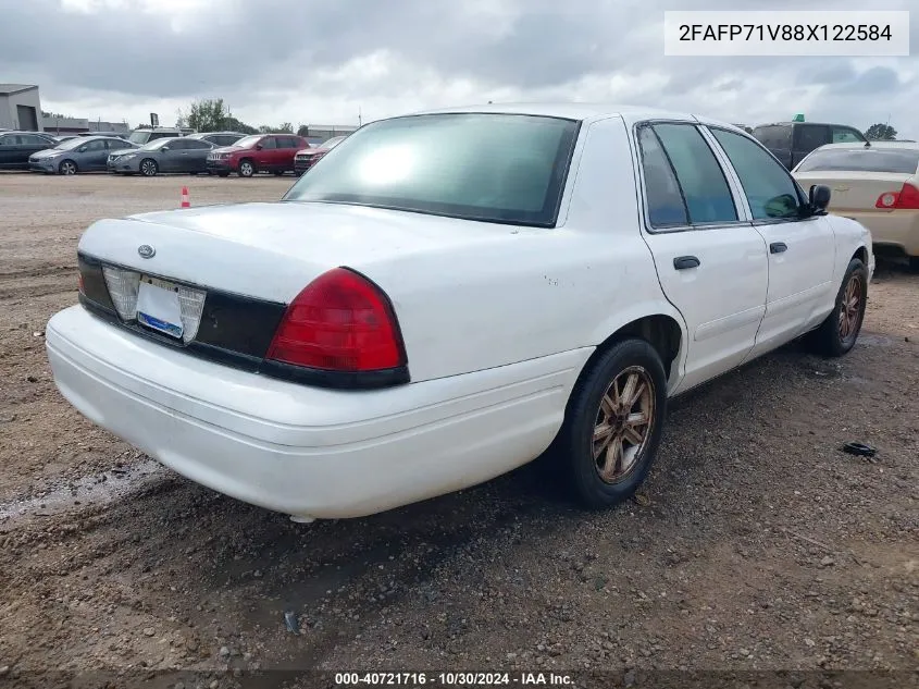 2008 Ford Crown Victoria Police/Police Interceptor VIN: 2FAFP71V88X122584 Lot: 40721716