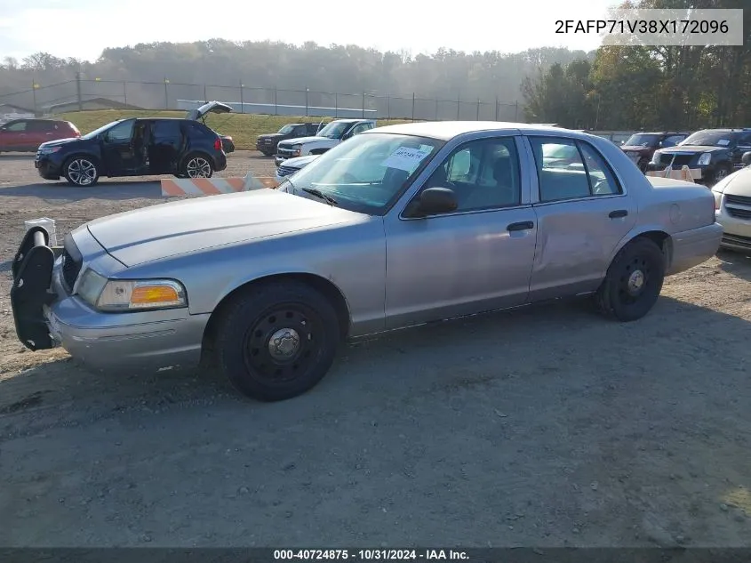 2008 Ford Crown Victoria Police/Police Interceptor VIN: 2FAFP71V38X172096 Lot: 40724875