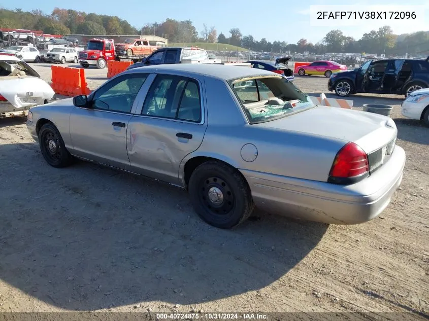 2008 Ford Crown Victoria Police/Police Interceptor VIN: 2FAFP71V38X172096 Lot: 40724875