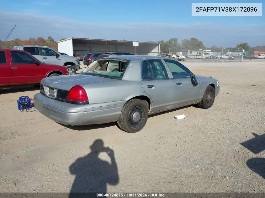 2008 Ford Crown Victoria Police/Police Interceptor VIN: 2FAFP71V38X172096 Lot: 40724875