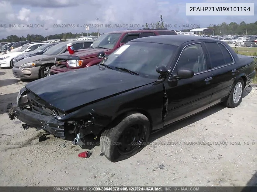 2009 Ford Crown Victoria Police/Police Interceptor VIN: 2FAHP71V89X101194 Lot: 39649372