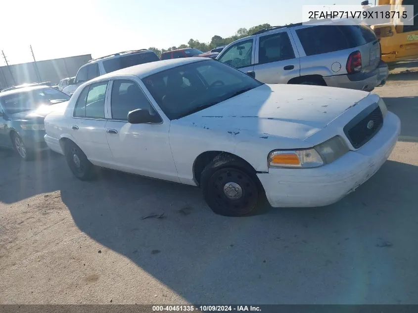 2009 Ford Crown Victoria Police/Police Interceptor VIN: 2FAHP71V79X118715 Lot: 40451335