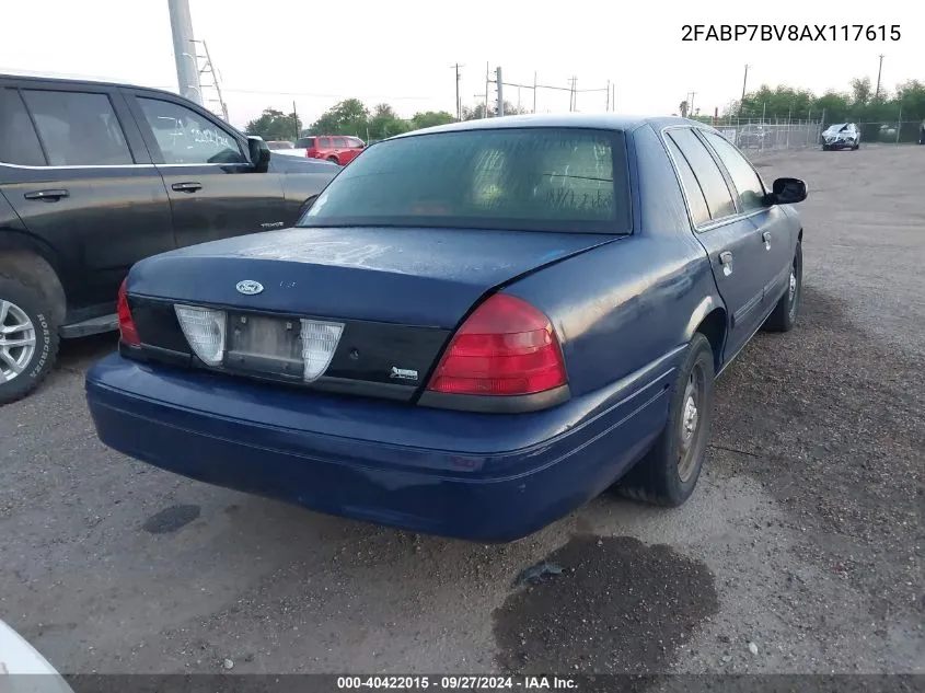 2010 Ford Crown Victoria Police/Police Interceptor VIN: 2FABP7BV8AX117615 Lot: 40422015