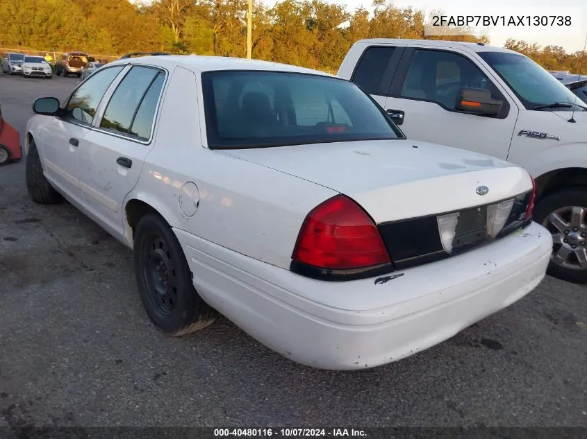 2010 Ford Crown Victoria Police Interceptor VIN: 2FABP7BV1AX130738 Lot: 40480116