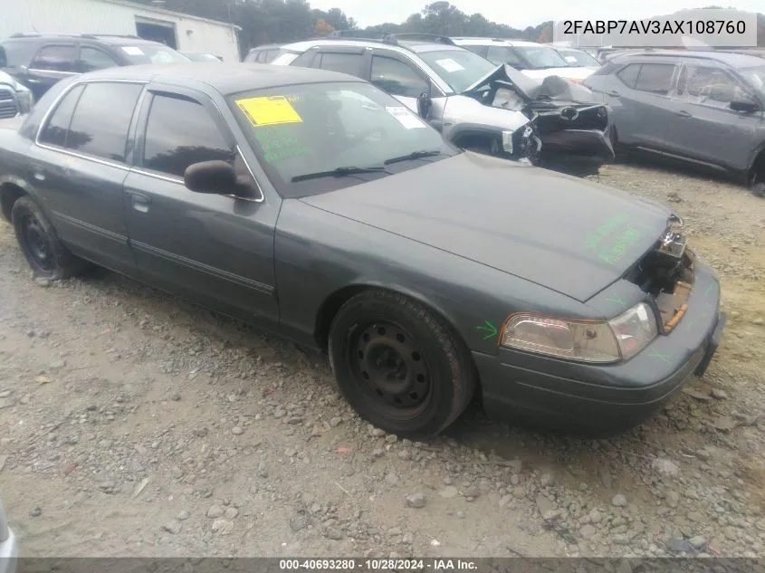 2010 Ford Crown Victoria Commercial Long Wheelbase VIN: 2FABP7AV3AX108760 Lot: 40693280