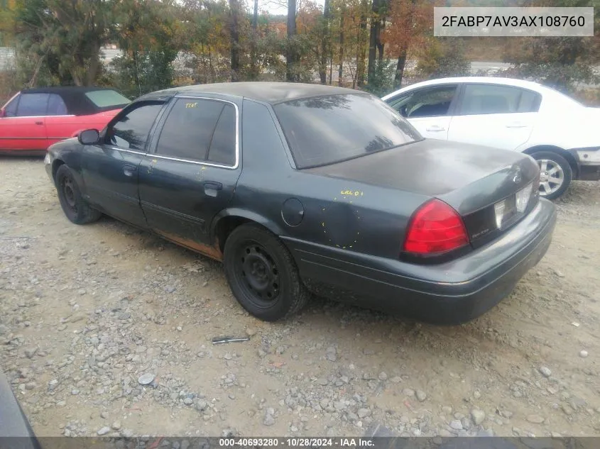 2010 Ford Crown Victoria Commercial Long Wheelbase VIN: 2FABP7AV3AX108760 Lot: 40693280