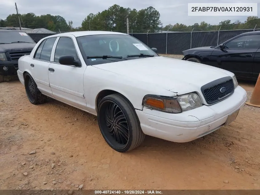 2010 Ford Crown Victoria Police/Police Interceptor VIN: 2FABP7BV0AX120931 Lot: 40724140