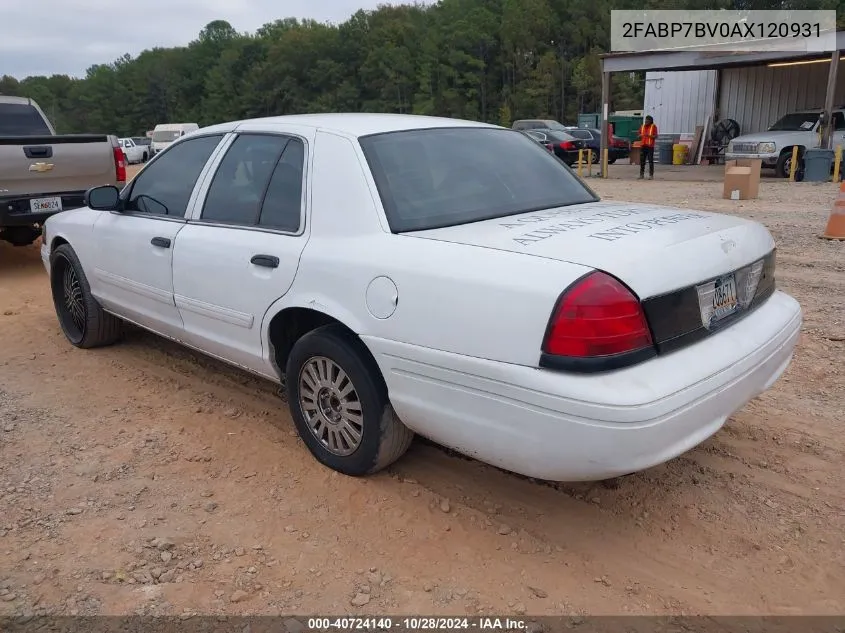 2010 Ford Crown Victoria Police/Police Interceptor VIN: 2FABP7BV0AX120931 Lot: 40724140