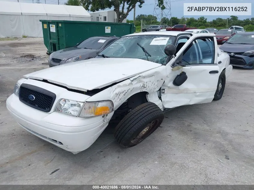 2011 Ford Crown Victoria Police Interceptor VIN: 2FABP7BV2BX116252 Lot: 40021686