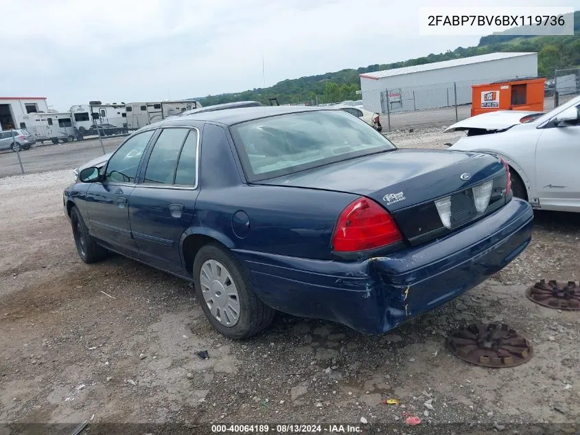 2011 Ford Crown Victoria Police Interceptor VIN: 2FABP7BV6BX119736 Lot: 40064189