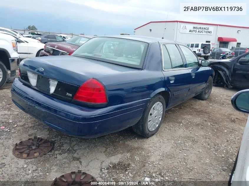 2011 Ford Crown Victoria Police Interceptor VIN: 2FABP7BV6BX119736 Lot: 40064189