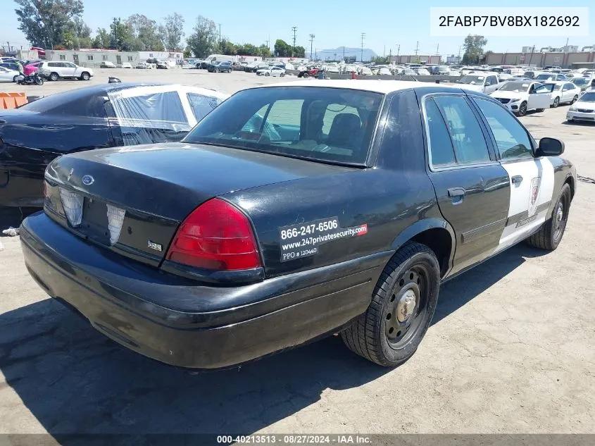 2011 Ford Crown Victoria Police Interceptor VIN: 2FABP7BV8BX182692 Lot: 40213513