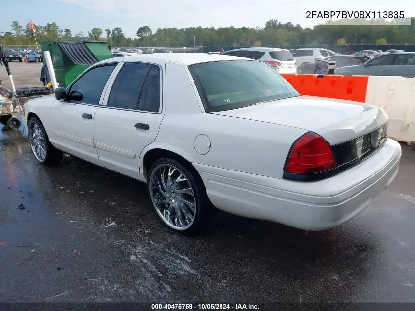 2011 Ford Crown Victoria Police Interceptor VIN: 2FABP7BV0BX113835 Lot: 40475759